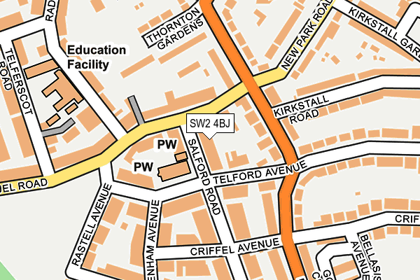 SW2 4BJ map - OS OpenMap – Local (Ordnance Survey)