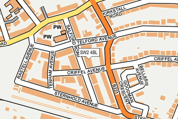 SW2 4BL map - OS OpenMap – Local (Ordnance Survey)