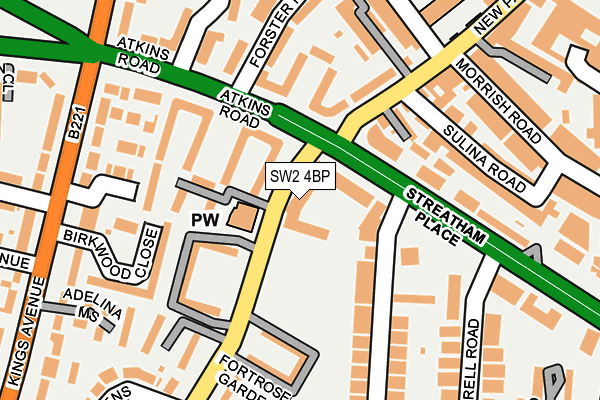 SW2 4BP map - OS OpenMap – Local (Ordnance Survey)