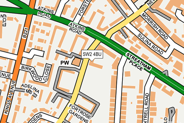 SW2 4BU map - OS OpenMap – Local (Ordnance Survey)