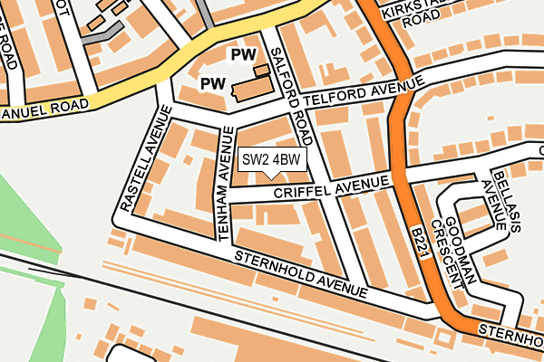 SW2 4BW map - OS OpenMap – Local (Ordnance Survey)