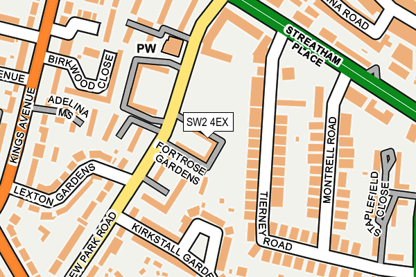 SW2 4EX map - OS OpenMap – Local (Ordnance Survey)
