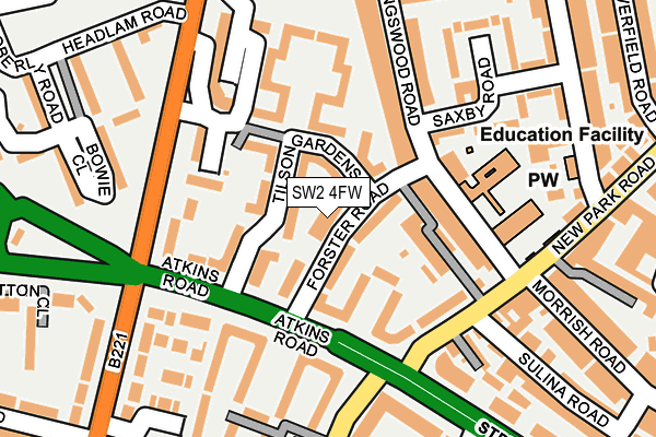 SW2 4FW map - OS OpenMap – Local (Ordnance Survey)