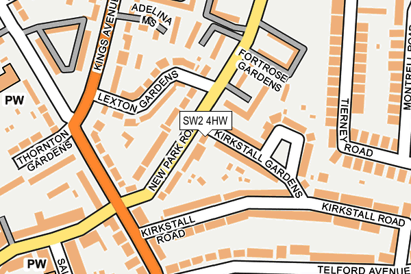 SW2 4HW map - OS OpenMap – Local (Ordnance Survey)