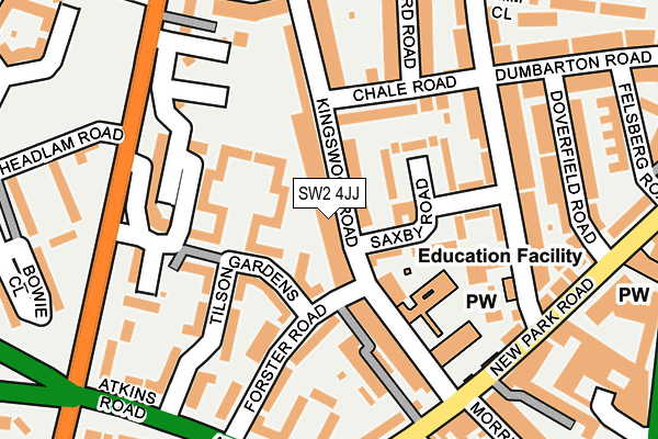 SW2 4JJ map - OS OpenMap – Local (Ordnance Survey)