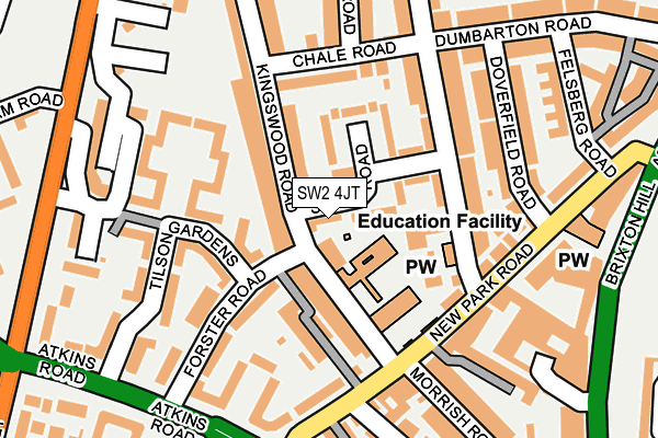 SW2 4JT map - OS OpenMap – Local (Ordnance Survey)