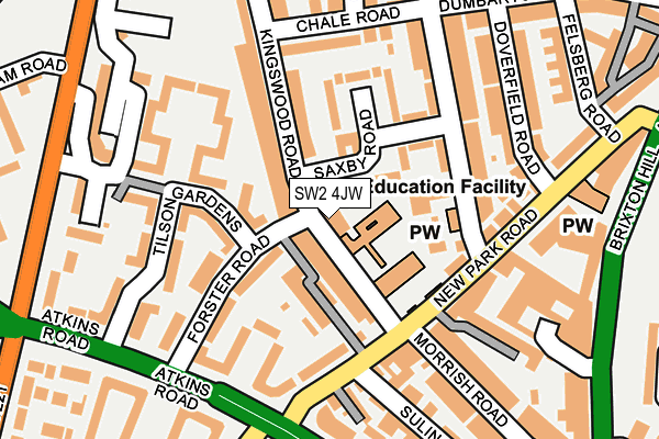 SW2 4JW map - OS OpenMap – Local (Ordnance Survey)