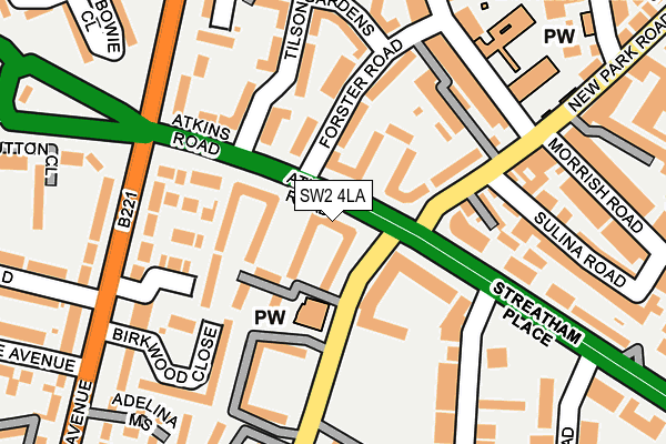 SW2 4LA map - OS OpenMap – Local (Ordnance Survey)