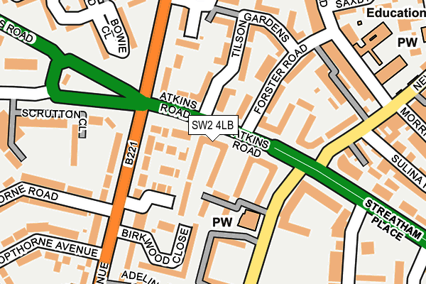 SW2 4LB map - OS OpenMap – Local (Ordnance Survey)