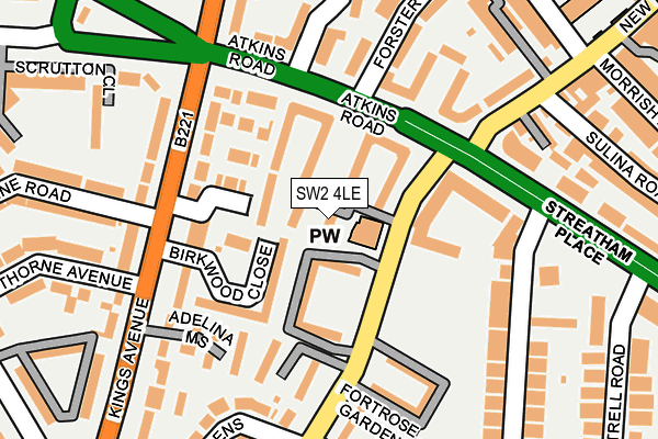 SW2 4LE map - OS OpenMap – Local (Ordnance Survey)