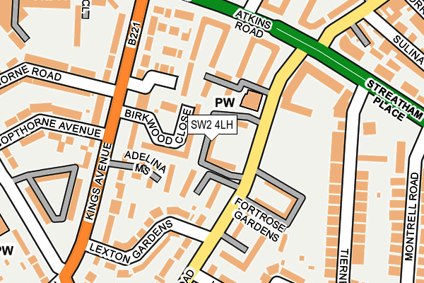 SW2 4LH map - OS OpenMap – Local (Ordnance Survey)