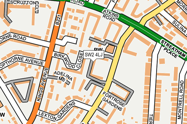 SW2 4LJ map - OS OpenMap – Local (Ordnance Survey)