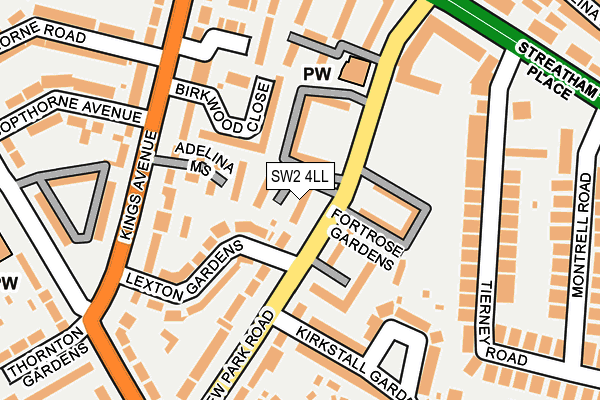 SW2 4LL map - OS OpenMap – Local (Ordnance Survey)