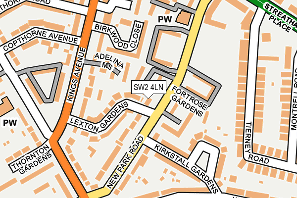 SW2 4LN map - OS OpenMap – Local (Ordnance Survey)