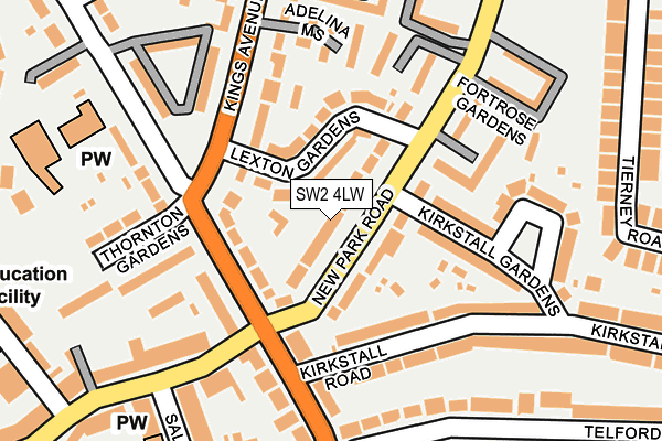 SW2 4LW map - OS OpenMap – Local (Ordnance Survey)