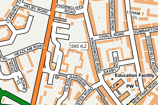 SW2 4LZ map - OS OpenMap – Local (Ordnance Survey)