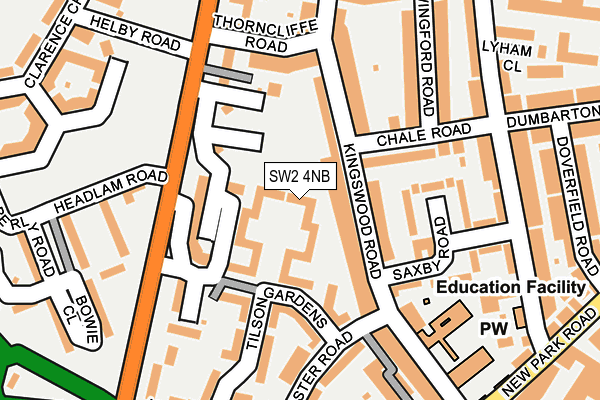 SW2 4NB map - OS OpenMap – Local (Ordnance Survey)
