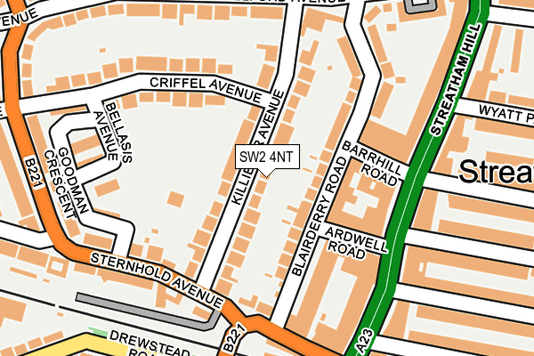 SW2 4NT map - OS OpenMap – Local (Ordnance Survey)