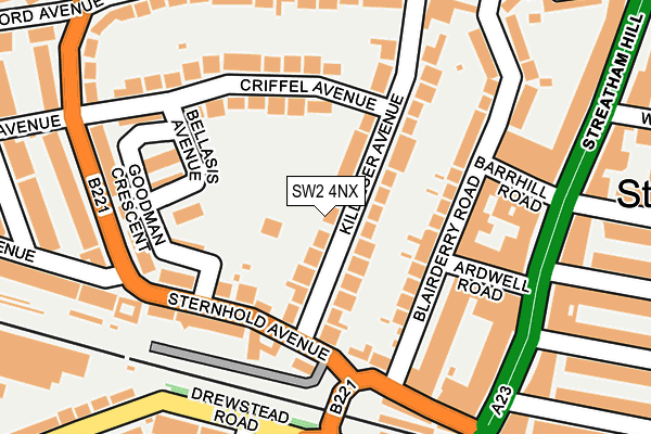 SW2 4NX map - OS OpenMap – Local (Ordnance Survey)