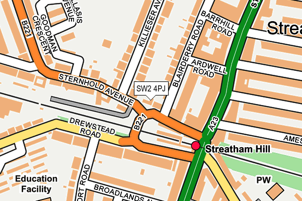 SW2 4PJ map - OS OpenMap – Local (Ordnance Survey)