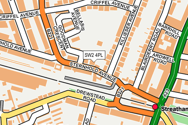 SW2 4PL map - OS OpenMap – Local (Ordnance Survey)