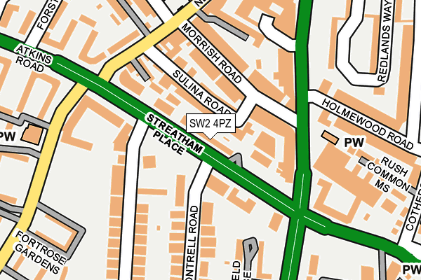 SW2 4PZ map - OS OpenMap – Local (Ordnance Survey)