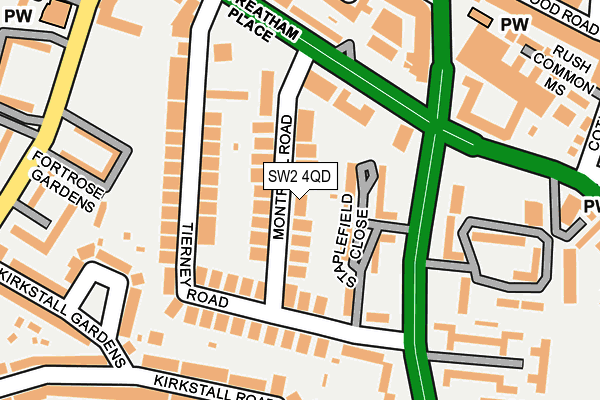 SW2 4QD map - OS OpenMap – Local (Ordnance Survey)