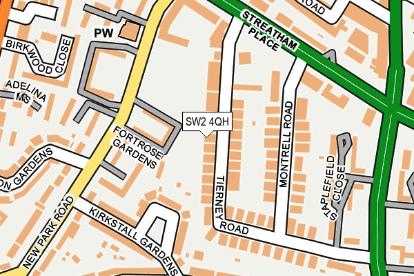Map of TIERNEY ROAD (SW2) MANAGEMENT COMPANY LIMITED at local scale