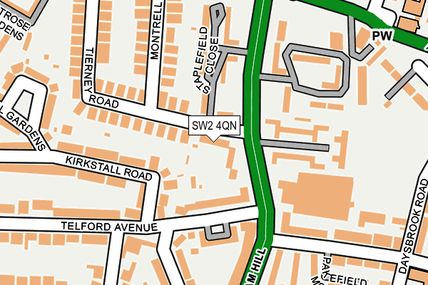 SW2 4QN map - OS OpenMap – Local (Ordnance Survey)