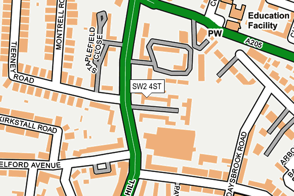 SW2 4ST map - OS OpenMap – Local (Ordnance Survey)