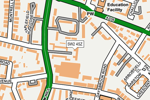 SW2 4SZ map - OS OpenMap – Local (Ordnance Survey)