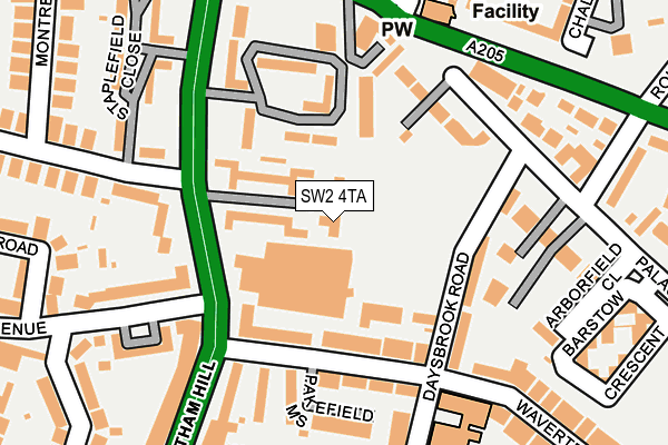 SW2 4TA map - OS OpenMap – Local (Ordnance Survey)