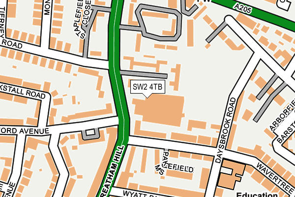 SW2 4TB map - OS OpenMap – Local (Ordnance Survey)