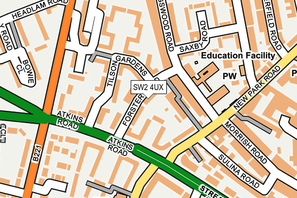 SW2 4UX map - OS OpenMap – Local (Ordnance Survey)