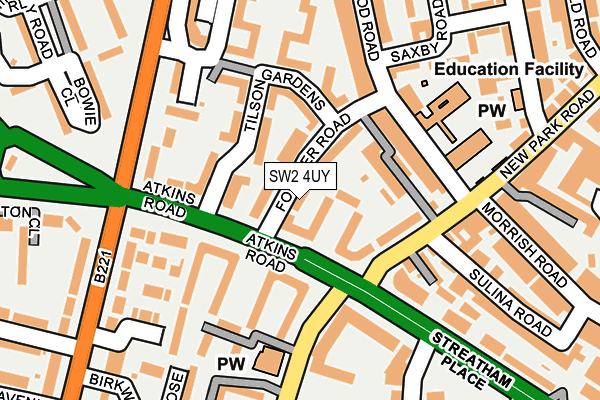 SW2 4UY map - OS OpenMap – Local (Ordnance Survey)