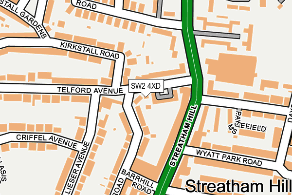SW2 4XD map - OS OpenMap – Local (Ordnance Survey)