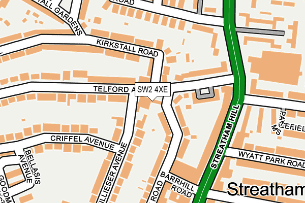 SW2 4XE map - OS OpenMap – Local (Ordnance Survey)