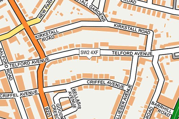 SW2 4XF map - OS OpenMap – Local (Ordnance Survey)