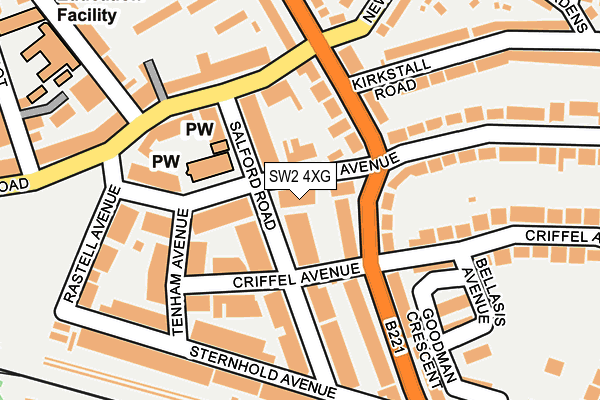 SW2 4XG map - OS OpenMap – Local (Ordnance Survey)