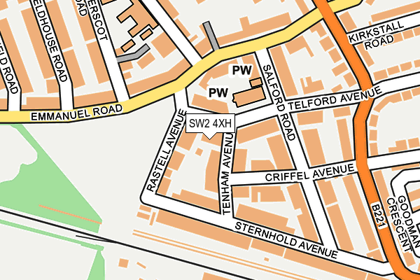 SW2 4XH map - OS OpenMap – Local (Ordnance Survey)