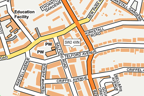 SW2 4XN map - OS OpenMap – Local (Ordnance Survey)