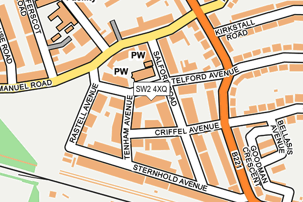 SW2 4XQ map - OS OpenMap – Local (Ordnance Survey)