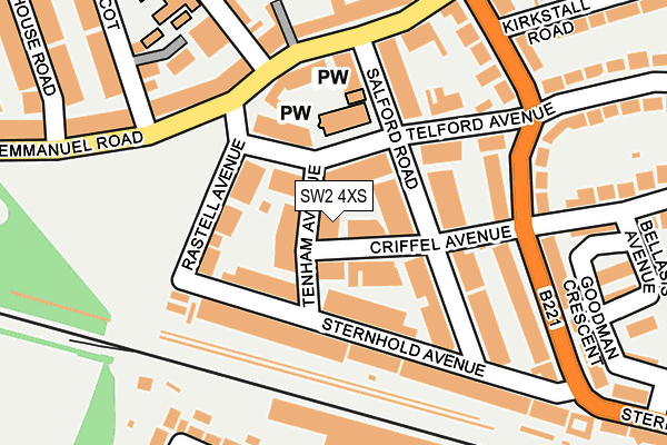 SW2 4XS map - OS OpenMap – Local (Ordnance Survey)