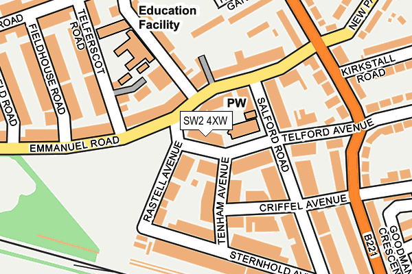 SW2 4XW map - OS OpenMap – Local (Ordnance Survey)