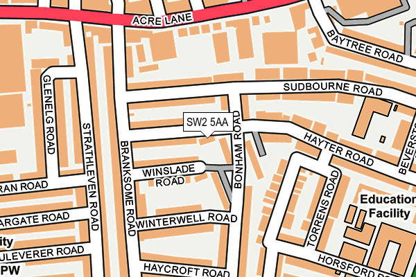 SW2 5AA map - OS OpenMap – Local (Ordnance Survey)