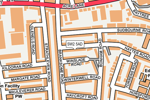 SW2 5AD map - OS OpenMap – Local (Ordnance Survey)