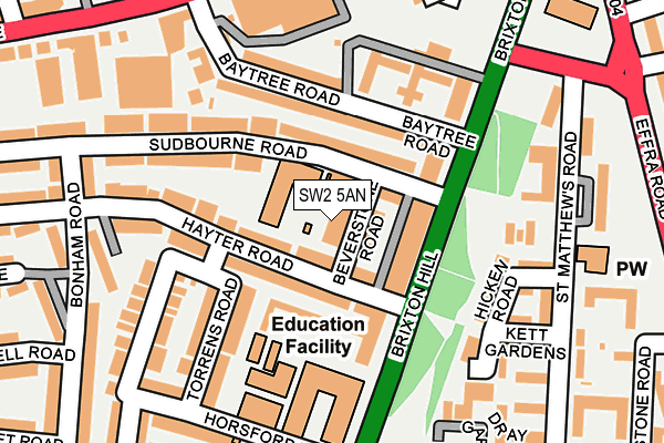 SW2 5AN map - OS OpenMap – Local (Ordnance Survey)