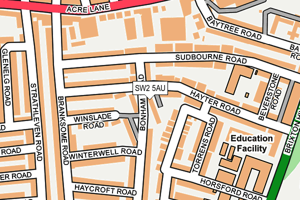 SW2 5AU map - OS OpenMap – Local (Ordnance Survey)