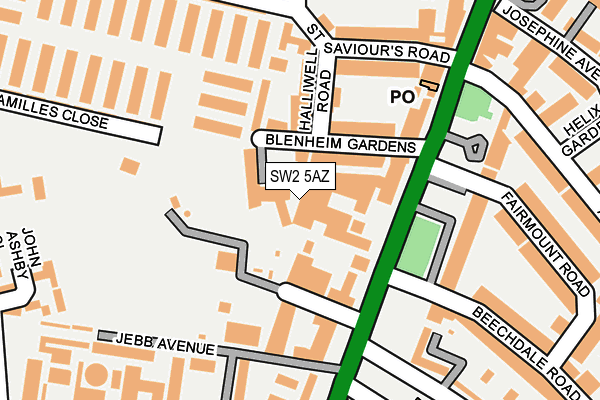 SW2 5AZ map - OS OpenMap – Local (Ordnance Survey)