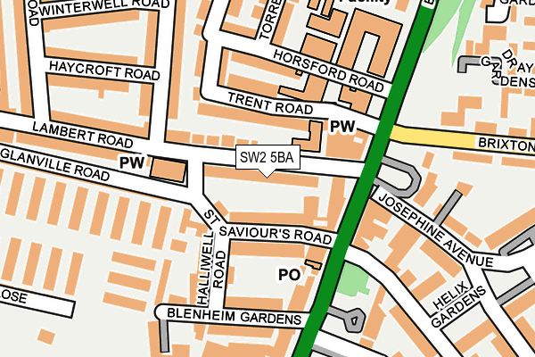 SW2 5BA map - OS OpenMap – Local (Ordnance Survey)